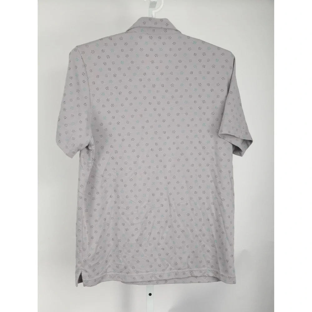 TravisMathew Polo Shirt Men XL Grey Geometric Dot Pima Cotton Blend Short Sleeve
